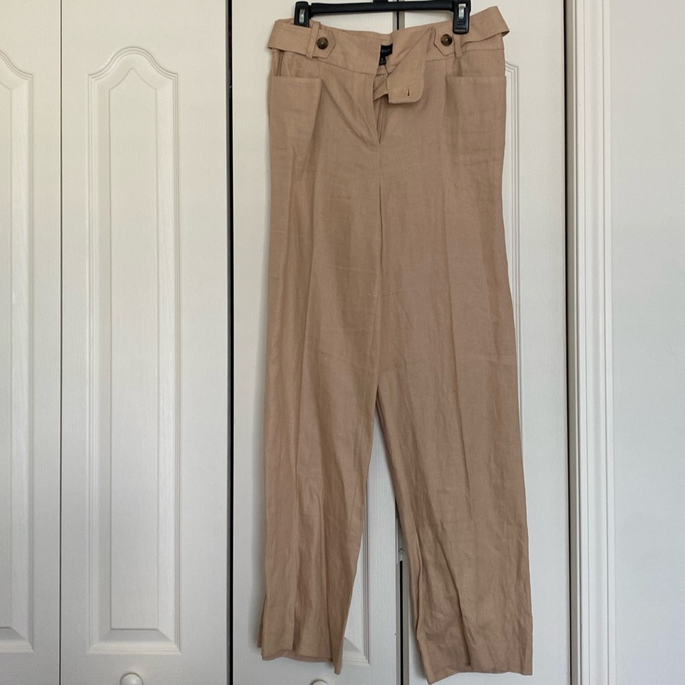 Talbots Women’s Wide Leg Tan/Khaki Linen Pants Size 6